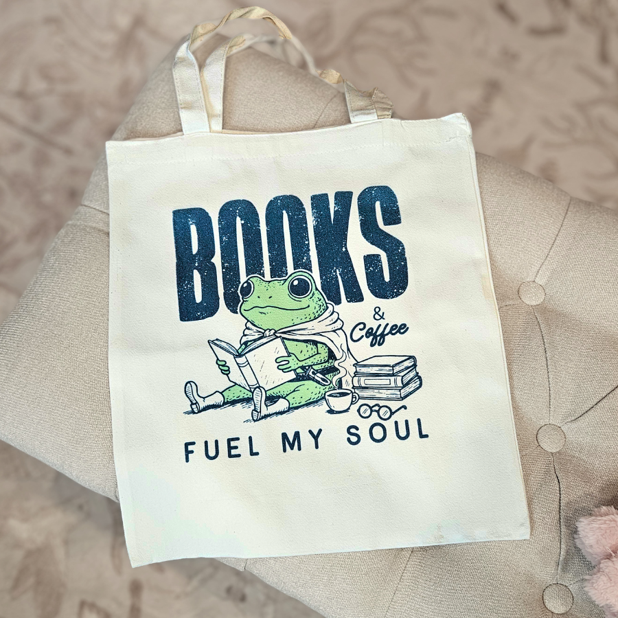 Books Fuel My Soul Fabric Tote Bag