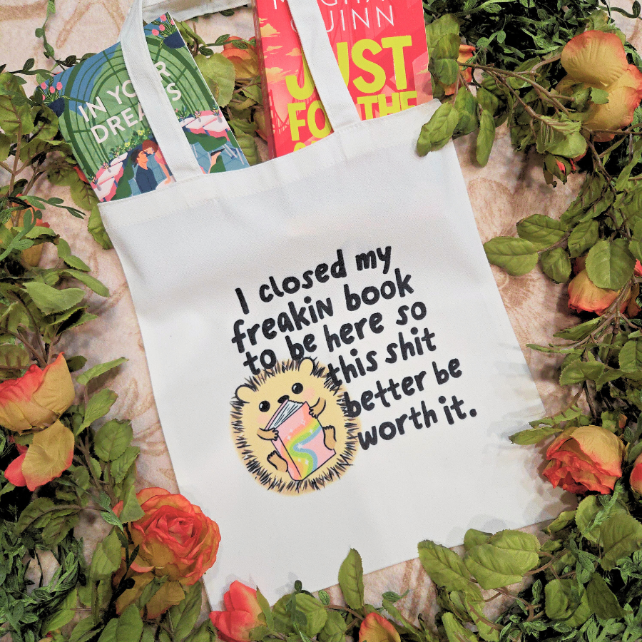 I Closed My Book to Be Here Fabric Tote Bag