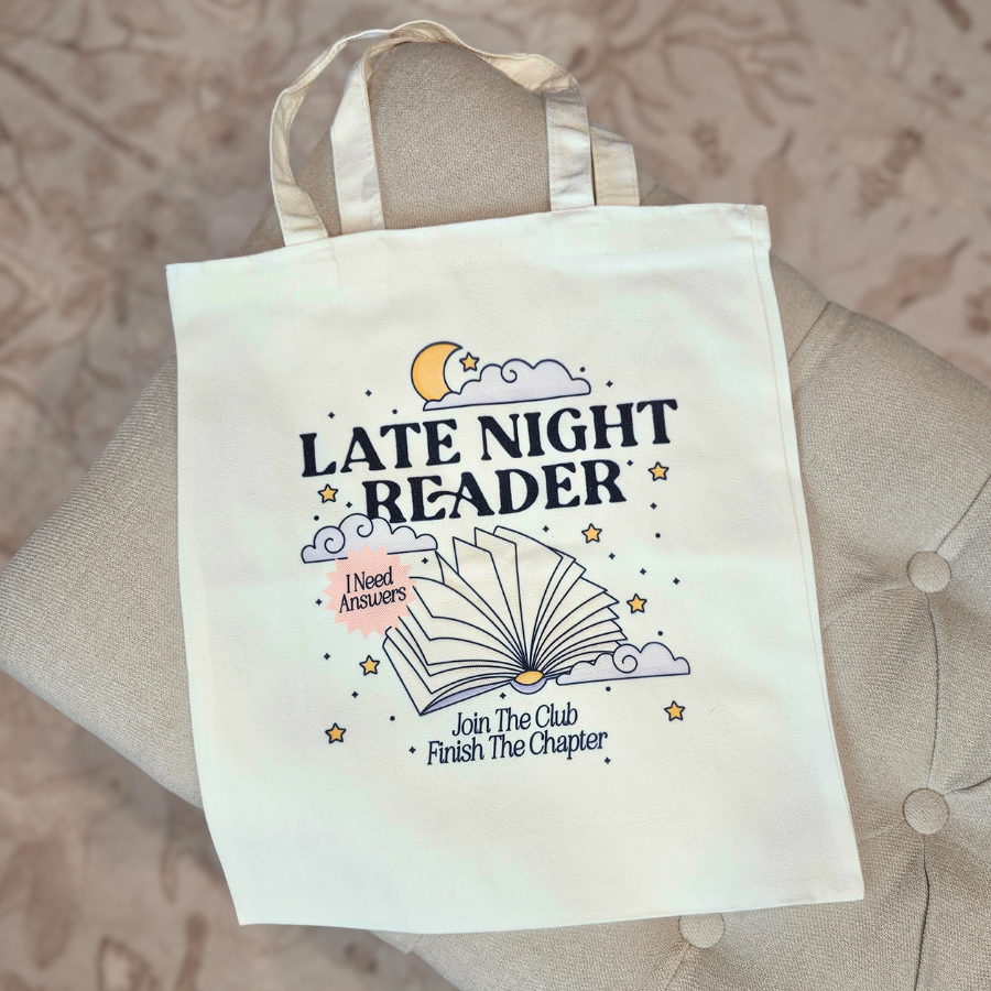 Late Night Reader Fabric Tote Bag