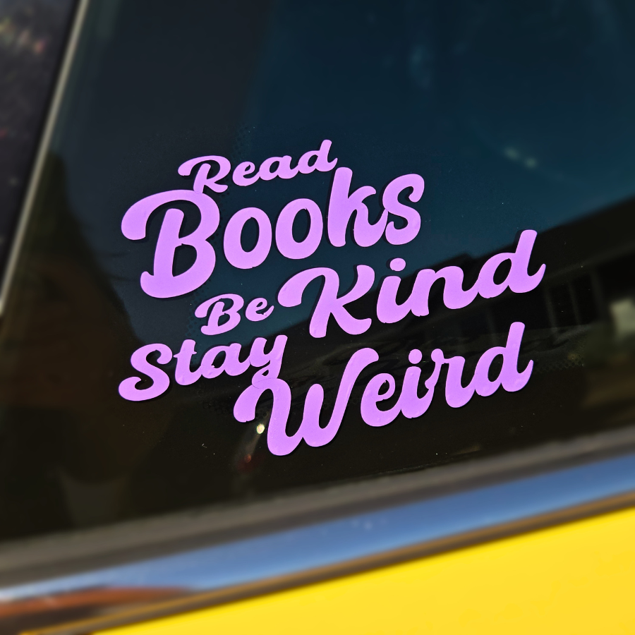 Read Books Be Kind Stay Weird Vinyl Sticker - Lavender